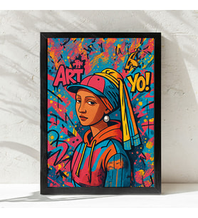 Ezgoola / Graffiti Tarzı İnci Küpeli Kız Poster Çerçevesiz / Modern Pop Art Sanat Tasarımı / Ezgoola Özel Poster / 350 gr Kağıt / Geçmişten Günümüze Poster / Poster