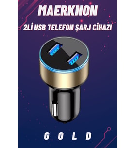 Oto Telefon Şarj Cihazı 2li Usb-Gold