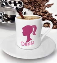 Bk Gift Kişiye Özel Barbie Tasarımlı Türk Kahvesi Fincanı-1, Barbie Filmi, Barbie Hediyelik Eşya, Arkadaşa Hediye