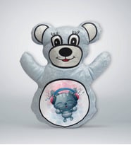 BK Gift Sevimli Sevimli Kedi Tasarımlı Mavi Ayıcık Yastık-4