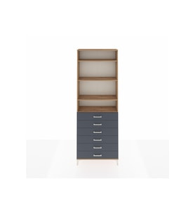 Arges Dolap 4 Raflı 6 Çekmeceli 88x30x243 Çam-Antrasit