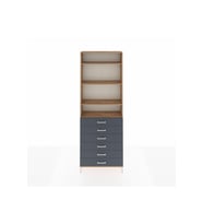 Arges Dolap 4 Raflı 6 Çekmeceli 88x30x243 Çam-Antrasit