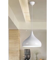 Rys Retro Metal Dekoratif Beyaz Kafe Mutfak Aydınlatma Tekli Sarkıt Avize Çap:43 cm