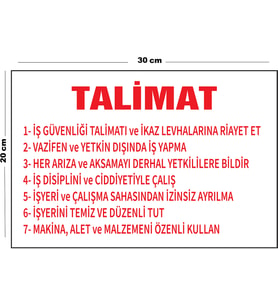 Metal İş Güvenliği Talimatı 20cm x 30cm A4 Büyüklüğünde Uyarı Levhası Yönlendirme Tabelası