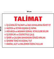 Metal İş Güvenliği Talimatı 20cm x 30cm A4 Büyüklüğünde Uyarı Levhası Yönlendirme Tabelası