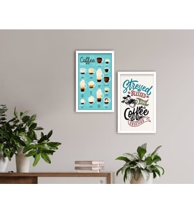 BK Home Coffee Tasarımlı Dekoratif 2'li Ahşap Beyaz Çerçeveli Tablo-9