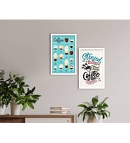 BK Home Coffee Tasarımlı Dekoratif 2'li Ahşap Beyaz Çerçeveli Tablo-9