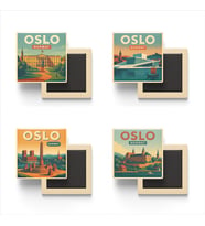 Oslo Norveç - 4 adet - 9x9 cm Buzdolap Magneti