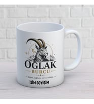 Kişiye Özel Oğlak Burcu Tasarımlı İsimli Seramik Kupa Bardak