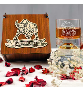 Boğa Figürlü İsme Özel Viski Kadehi