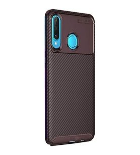 Huawei P30 Lite Karbon Desenli Negro Silikon Kılıf (Kahverengi)