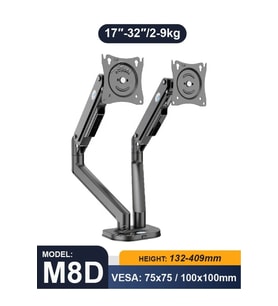 Dual Monitör Tutucu 17-32 İnç Çift Kollu Amortisörlü Monitör Standı 2-9 Kg