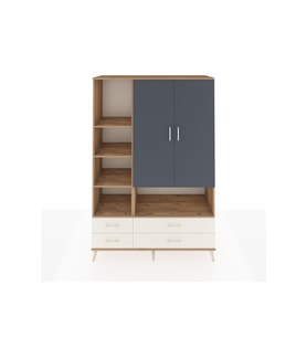 Hyperion Dolap 8 Raflı 4 Çekmeceli 2 Kapaklı 132x44x195 Çam-Antrasit/Aytaşı