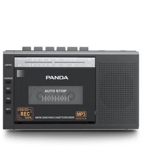 Panda 6503 25W Kaset Çalar Radyo USB/TF Transcribe Kaydedici Bant Mikrofon Çok Fonksiyonlu Müzik Çalar (Siyah)