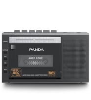 Panda 6503 25W Kaset Çalar Radyo USB/TF Transcribe Kaydedici Bant Mikrofon Çok Fonksiyonlu Müzik Çalar (Siyah)
