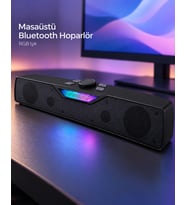 Rgb Işıklı Bluetooth 5.4 Masaüstü Soundbar Hoparlör Usb Destekli Siyah