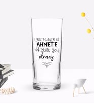 BK Gift Kişiye Özel Renkli Baskılı Unutmayın Ki Tasarımlı Rakı Bardağı-1 (Beyaz)