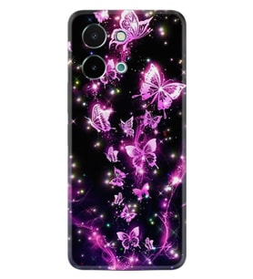 Vivo Y28 Kılıf Boutique Baskılı Resimli Pembe Neon Kelebekler Pcode -100