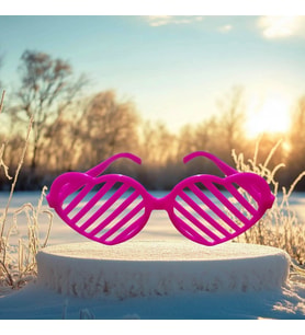 CHRİSTMAS PARTY GLASSES KALPLİ PEMBE PARTİ GÖZLÜĞÜ PEMBE PANJUR GÖZLÜK PEMBE YILBAŞI PARTİ GÖZLÜĞÜ