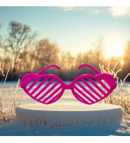 CHRİSTMAS PARTY GLASSES KALPLİ PEMBE PARTİ GÖZLÜĞÜ PEMBE PANJUR GÖZLÜK PEMBE YILBAŞI PARTİ GÖZLÜĞÜ