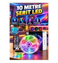 Bluetooth Kontrollü Smart RGB Şerit LED 10 Metre – Sese Duyarlı, Kumandalı ve USB 5V