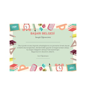 20 Adet A4 Boyutunda Öğrenci Başarı Belgesi - Anaokul  - İlkokul Başarı Belgesi (Model 1)