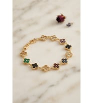 Yonca Model Karışık Renk Zirkon Taşlı Kadın Bileklik TJ-BB8828