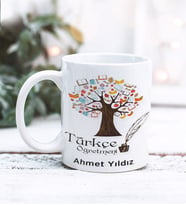 Türkçe Öğretmeni Tasarımlı Kişiye Özel Kupa Bardak (Beyaz)