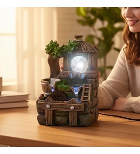 Dekoratif Merdiven Tasarımlı Renkli Led Işıklı Su Şelalesi