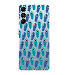 PrintiFy Samsung Galaxy M14 ile Uyumlu Nazar Boncuğu 4 Baskılı Kamera Korumalı Şeffaf Silikon Kılıf