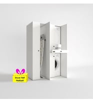 Kenzlife çamaşır-kurutma makinesi dolabı şahrur sol byz 187*120*60 çekmeceli + tekli duvar rafı hediye (Beyaz)