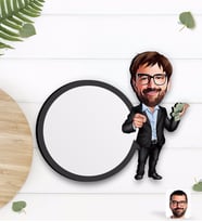 BK Gift Kişiye Özel Erkek Milyoner Karikatürlü Ahşap Bardak Altlığı-1