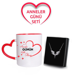 Anneler Gününe Özel Kupa & Mikail Melek Kolye Hediye Seti (Model 1)