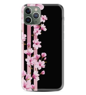 Apple iPhone 11 12 13 14 Pro Max Kılıf Desemli Silikon Pink Flowers 3 1393