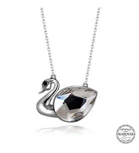 Swarovski Crystal Taşlı Kuğu Gümüş Kadın Kolye