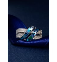 925 AYAR GÜMÜŞ OPAL TAŞLI MAVİ YÜZÜK