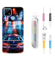 Realme C11 C21 C21Y C25Y C11 2021 Kılıf Kablo Koruma Spiral Silikon Neon Cars 1724