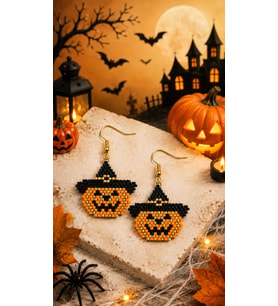 Miyuki Boncuk El Yapımı Balkabağı Küpe Halloween Cadılar Bayramı