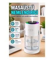 Sessiz Masaüstü Hava Nemlendirici – LED Işıklı ve Otomatik Kapanmalı