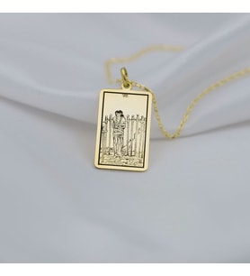 24 Ayar Has Altın Kaplama  Eight of Sword Tarot Gümüş Kolye
