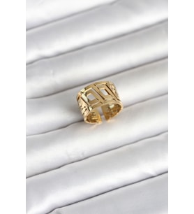 316L Çelik Gold Renk Geometrik Model Kadın Yüzük TJ-BYK4176
