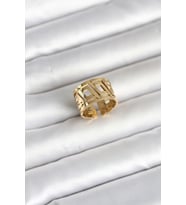 316L Çelik Gold Renk Geometrik Model Kadın Yüzük TJ-BYK4176