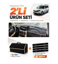 e-biz FİAT DOBLO (2007-2015) AİRBAGLİ BÜYÜK EKRAN Torpido + Tay Tüyü Çanta - Siyah-Bej - FI022