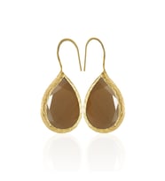 Kadir Jewellery 22 Ayar Altın Kaplama Damla Taşlı Küpe -El İşçiliği Ve Hipoalerjenik Küpe