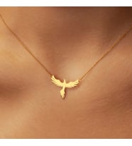 Kişiye Özel 925 Ayar Gümüş Şık Anka Kuşu Kolye Sevgiliye Hediye Takı (Gold)