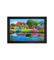 Manzara Temalı Kanvas Tablo 80 x 110 cm Siyah Çerçeve
