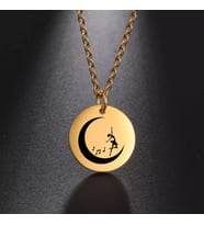 Kişiye Özel 925 Ayar Gümüş Ay Üzerinde Dans Disk Kolye (Gold)