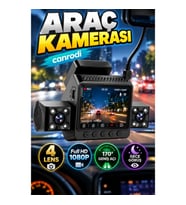 4 Lensli Araç Kamerası – Full HD 1080P, 170° Geniş Açı, G-Sensör ve Gece Görüş