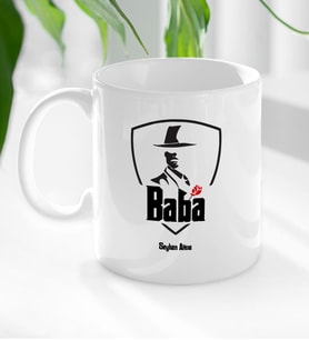 BK Gift Kişiye Özel Babalar Günü Hediyesi Baba Godfather Tasarımlı Kupa Bardak-15 (Beyaz)