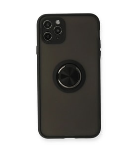 Apple İphone 11 Pro Kılıf Montreal Yüzüklü Silikon Kapak - Siyah